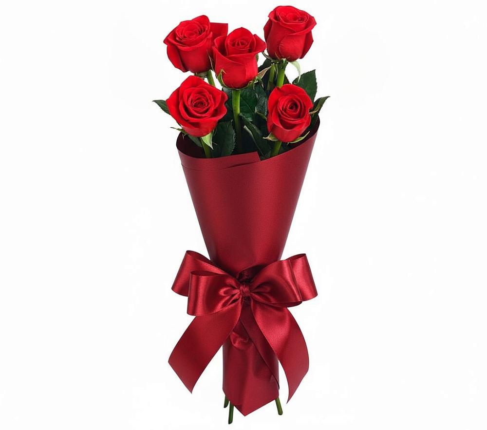 Букет 5 Красных роз Эдлесс Лав в Уве