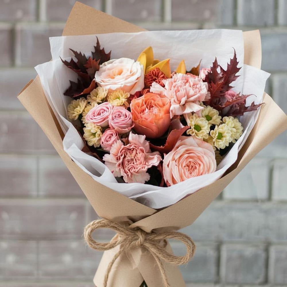 Букет цветов из: Гвоздики, Хризантемы и Розы в Уве