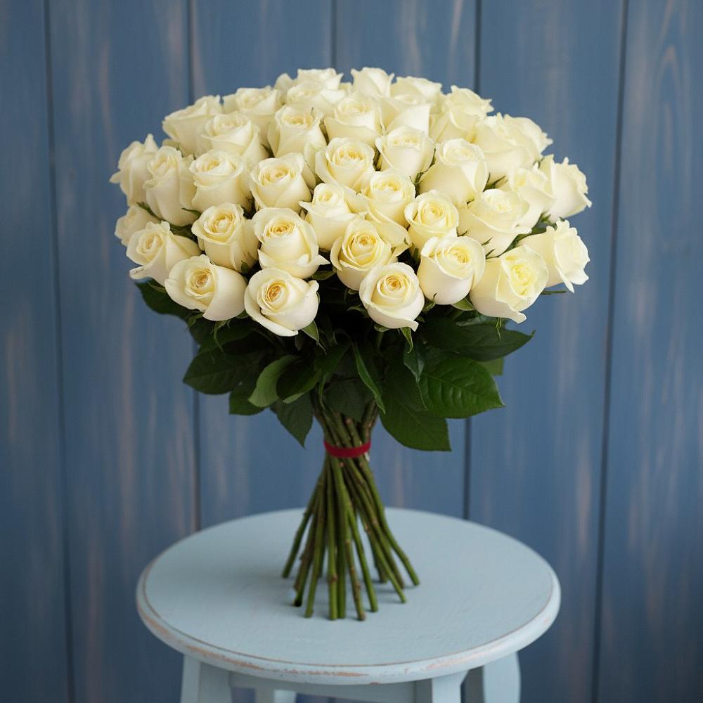 Букет 51 Белая роза Эдлесс Лав в Уве