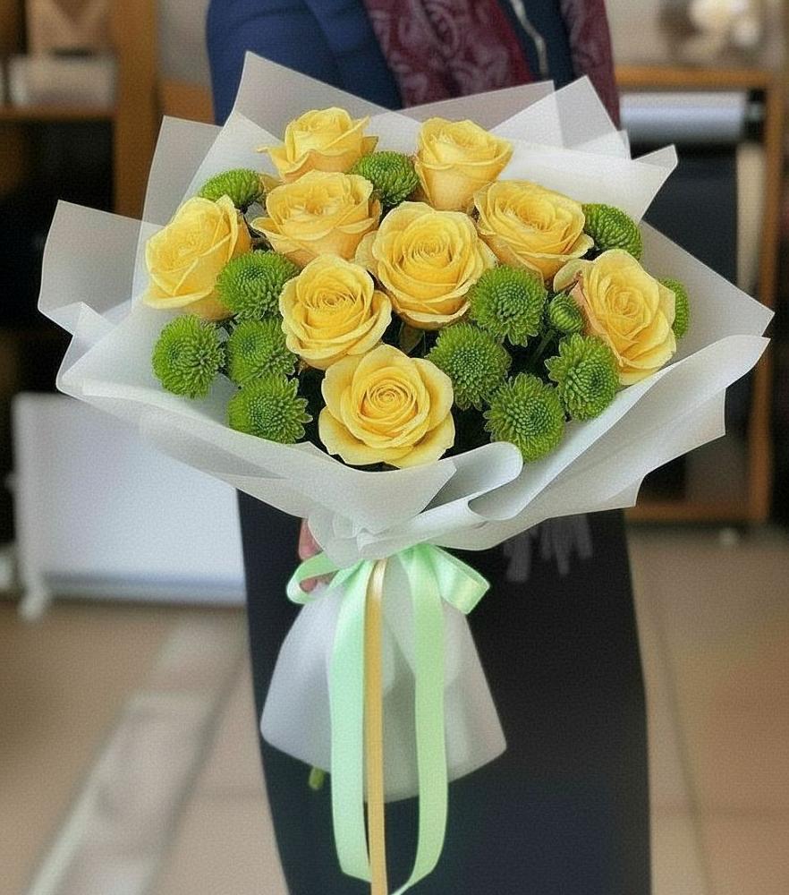 Букет цветов из: Хризантемы и Розы в Уве