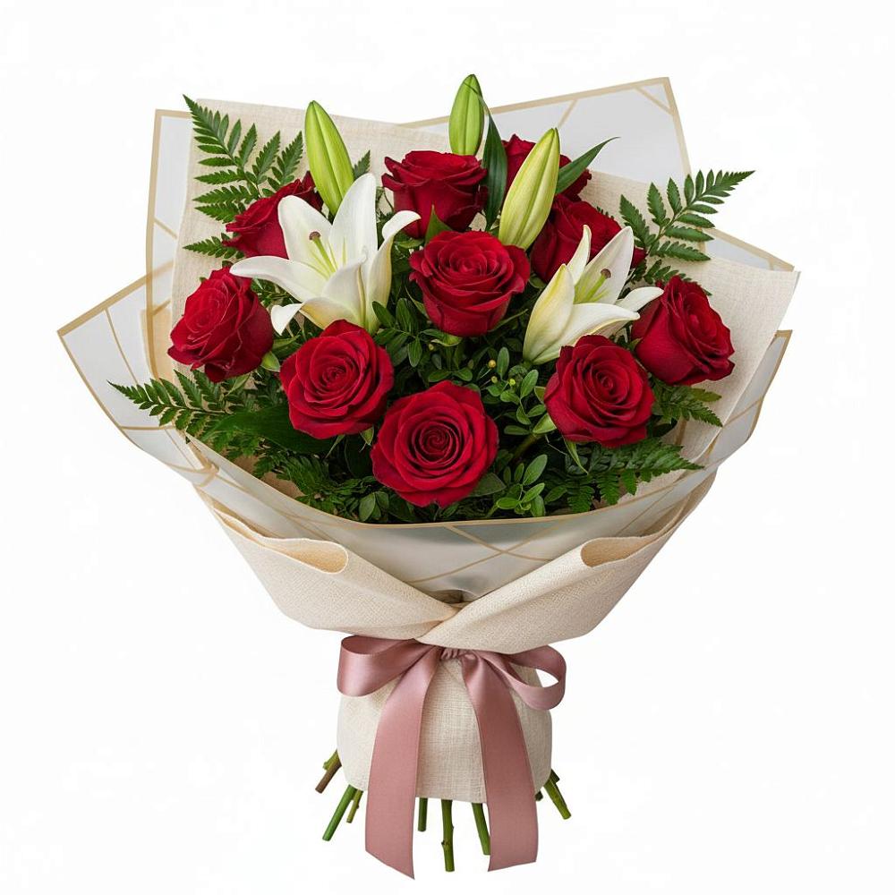 Букет цветов из: Лилии и Розы в Уве