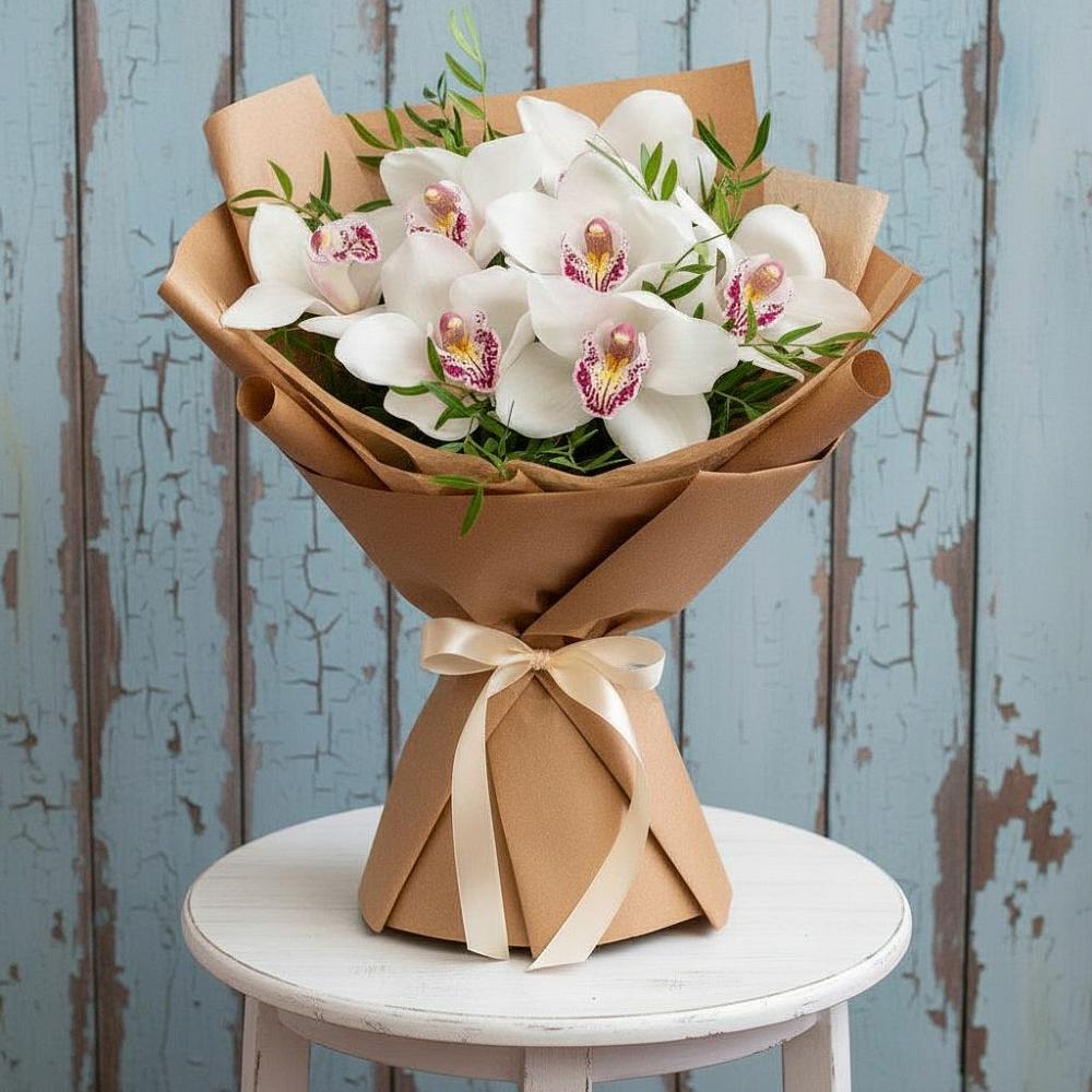 Букет цветов из: Орхидеи и Розы в Уве