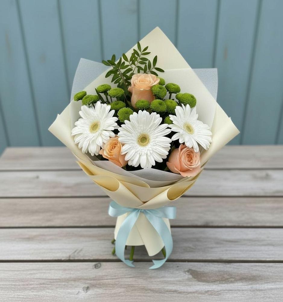Букет цветов из: Герберы, Розы и Хризантемы в Уве