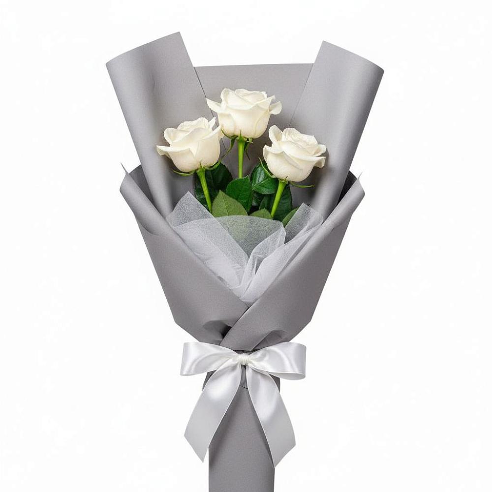 Букет 3 белые розы в Уве