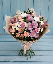 Букет цветов из:  Хризантемы, Розы и Альстромерии в Уве