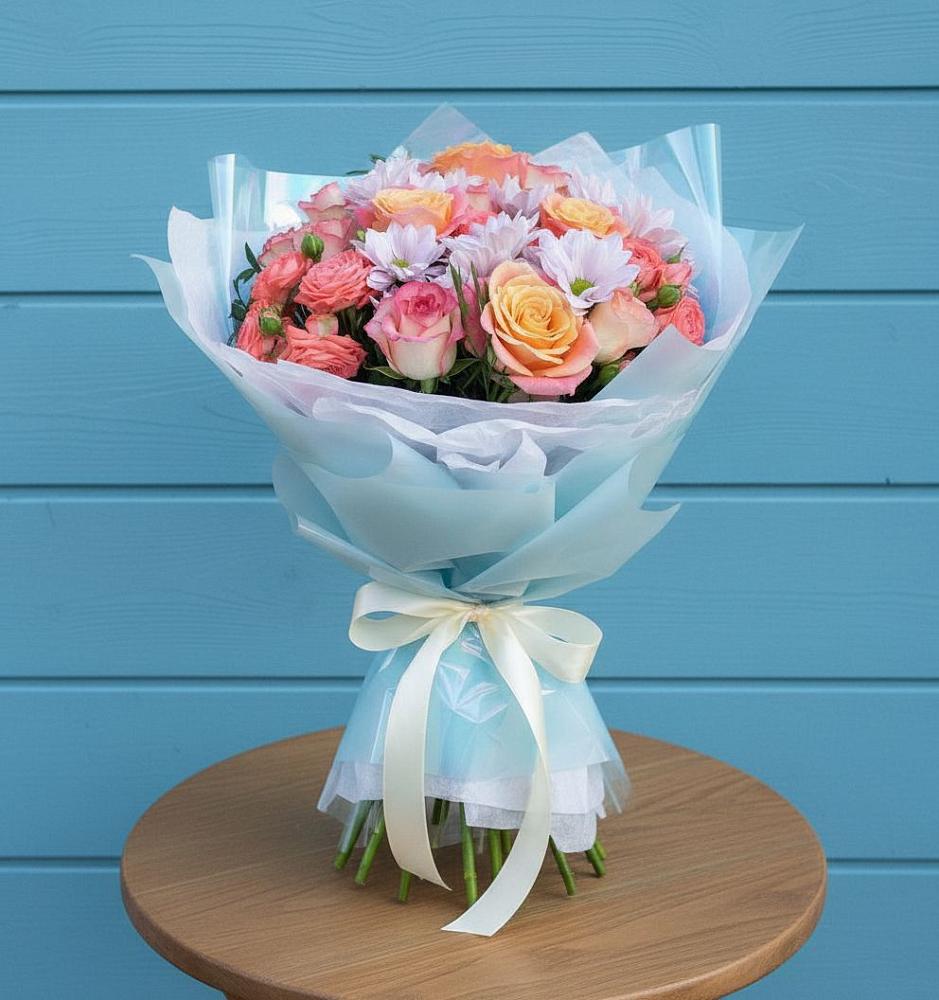 Букет цветов из: Хризантемы и Розы в Уве