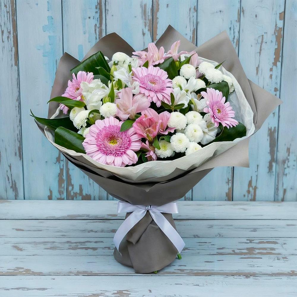 Букет цветов из: Герберы, Альстромерии и Хризантемы в Уве